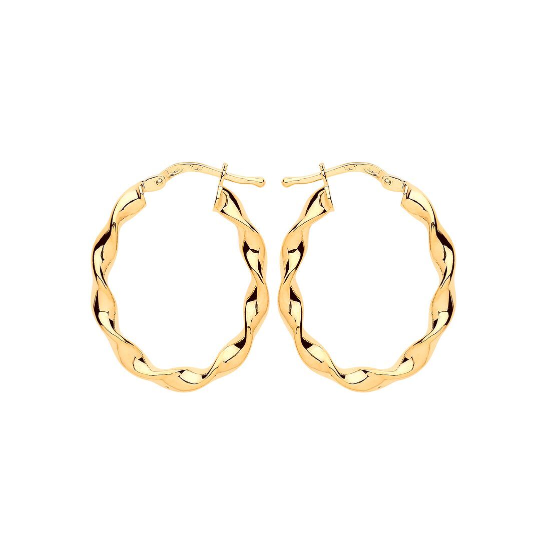 Gilded Silver  Ribbon Twist Oval Hoop Earrings 21mm x 27mm - ER110G