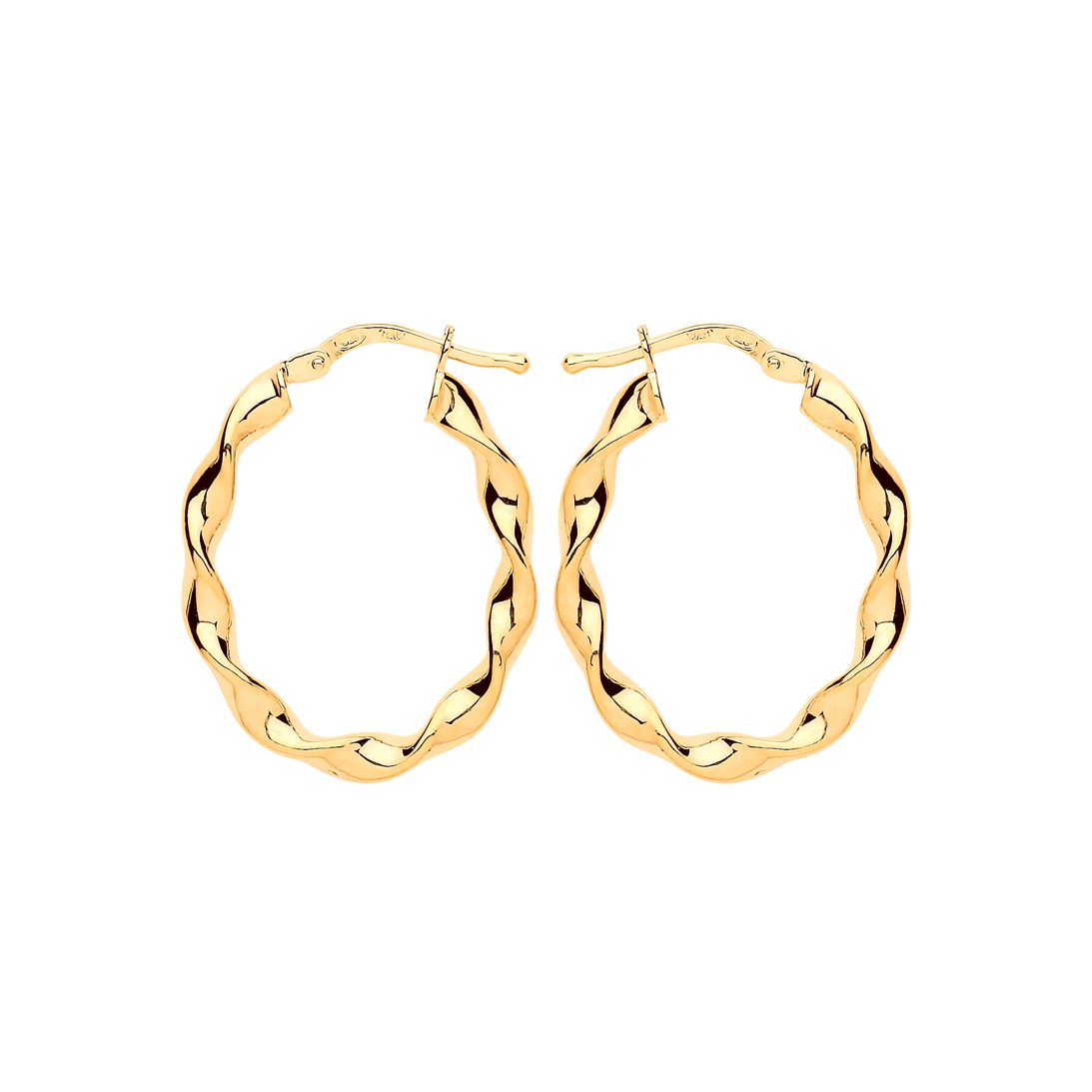 Gilded Silver  Ribbon Twist Oval Hoop Earrings 21mm x 27mm - ER110G