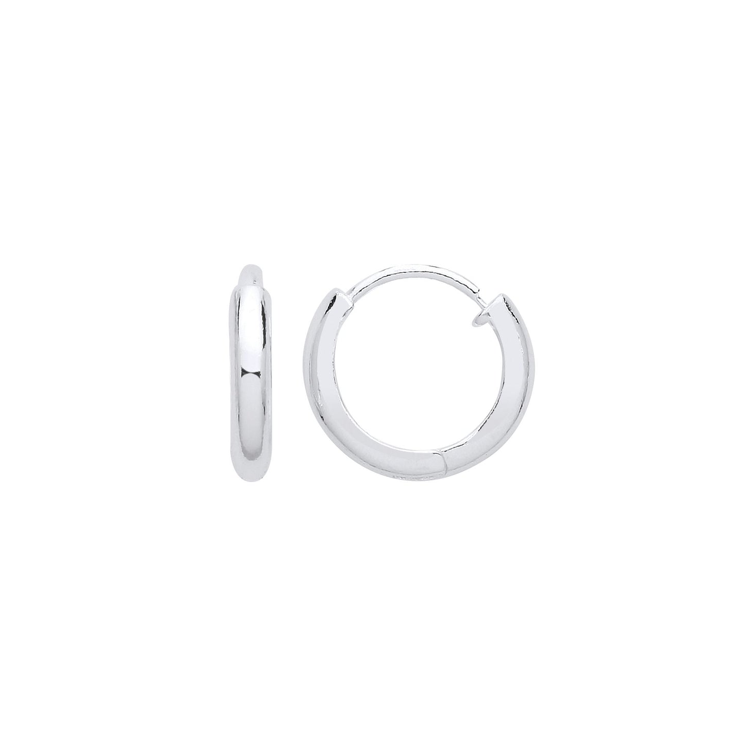 Silver  Polished Huggie Hoop Earrings 14mm - ER111