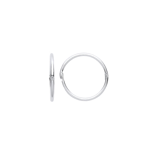 Silver  Hinged Sleeper Hoop Earrings 12mm 1mm - ER113