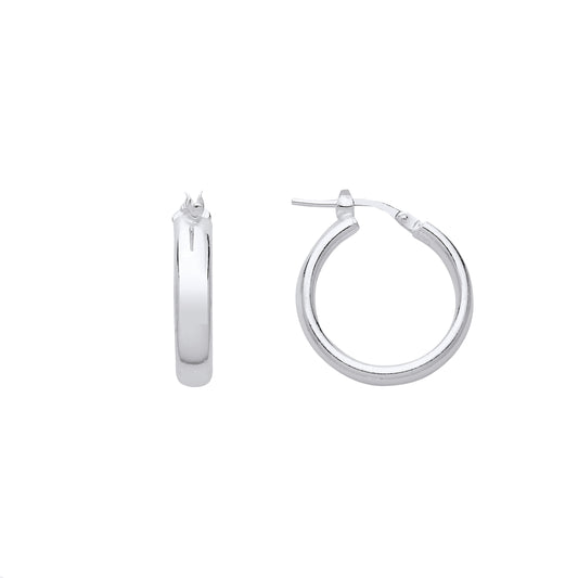 Silver  D-Shape Wedding Band Hoop Earrings 20mm 4mm - ER118