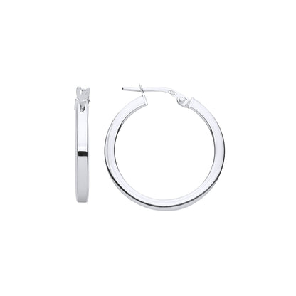 925 Sterling Silver  Square Tube Hoop Earrings 22mm - ER119