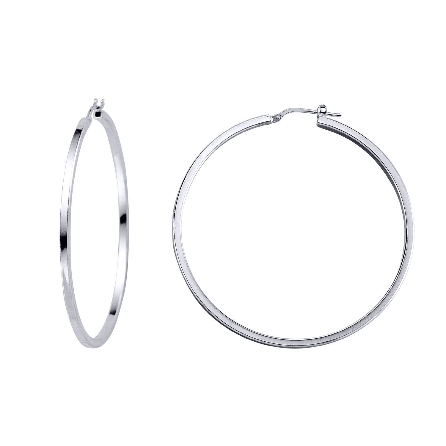 Silver  Round Tube Polished Hoop Earrings 54mm - ER11