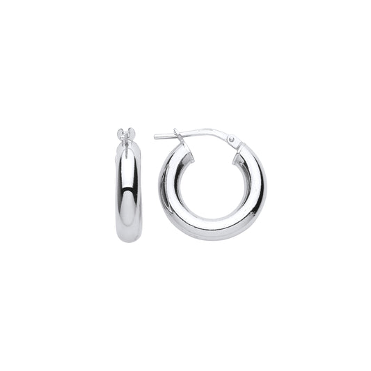 Silver  Round Tube Donut Hoop Earrings 16mm 4mm - ER124