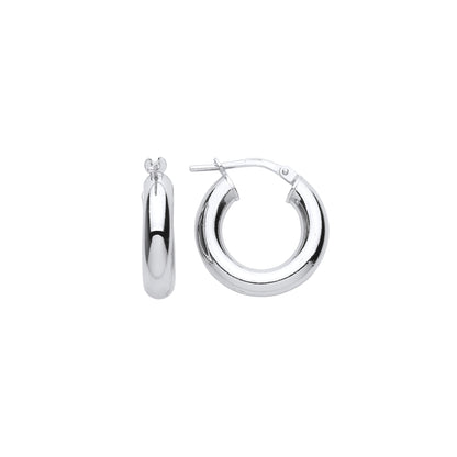 925 Sterling Silver  Round Tube Donut Hoop Earrings 16mm 4mm - ER124