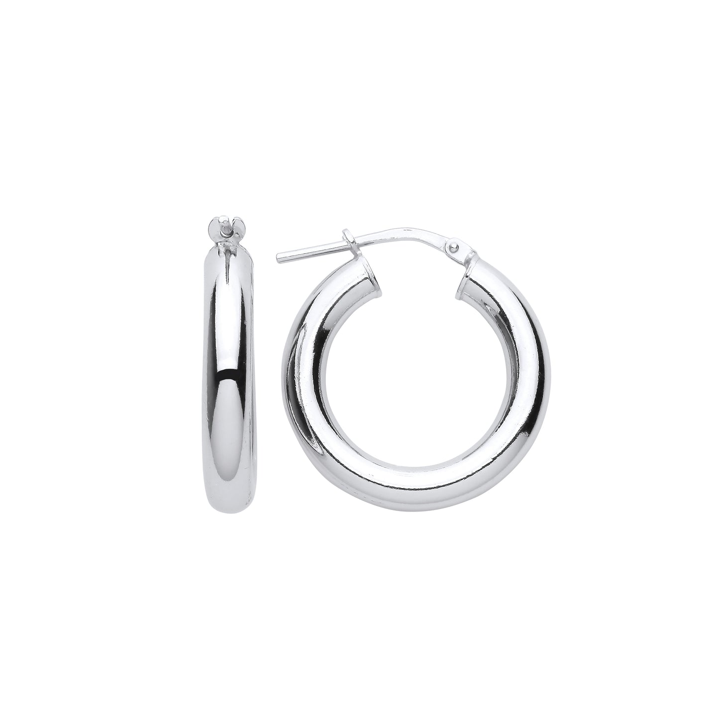 925 Sterling Silver  Round Tube Donut Hoop Earrings 20mm 4mm - ER125