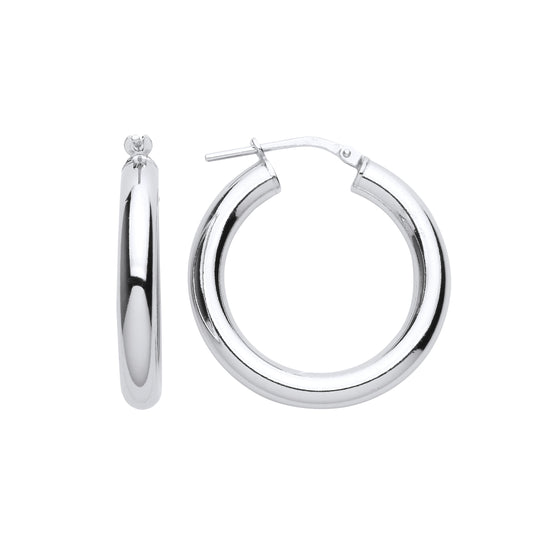 Silver  Round Tube Donut Hoop Earrings 27mm 4mm - ER126