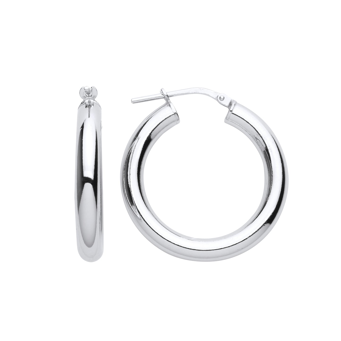 925 Sterling Silver  Round Tube Donut Hoop Earrings 27mm 4mm - ER126