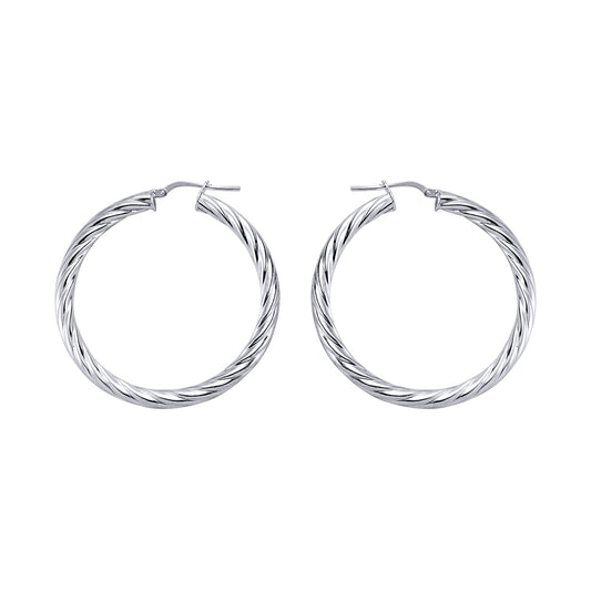 Silver  Twisted Hoop Earrings 43mm - ER13