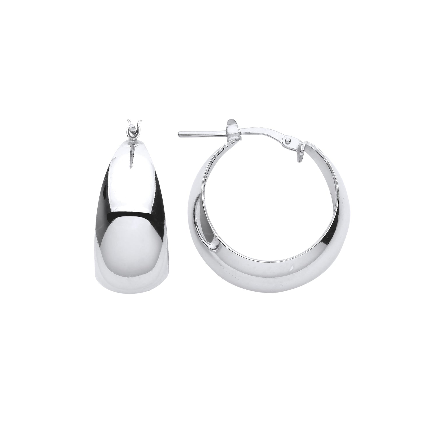 925 Sterling Silver  Graduated Hammock Hoop Creole Earrings - ER134