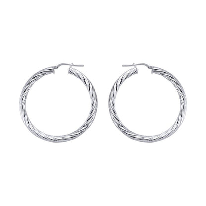 Silver  Twisted Hoop Earrings 43mm - ER13