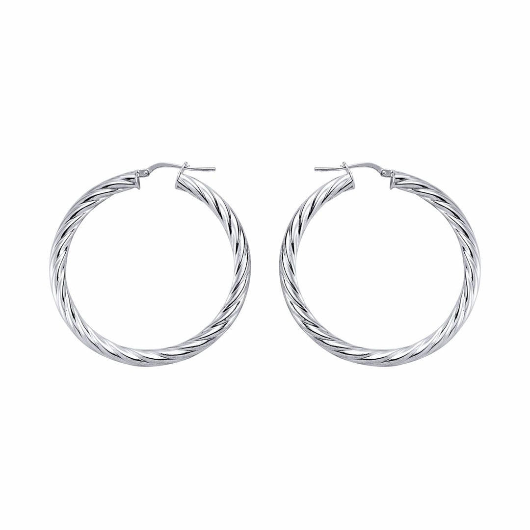 Silver  Twisted Hoop Earrings 43mm - ER13