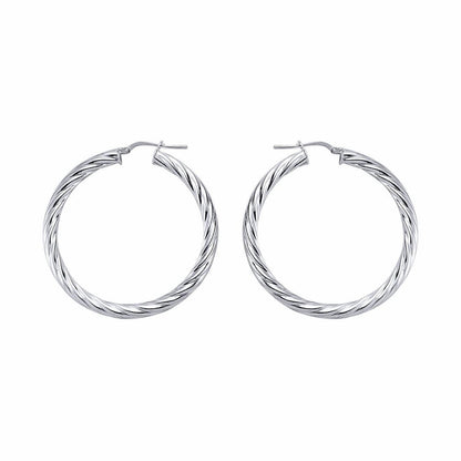 Silver  Twisted Hoop Earrings 43mm - ER13