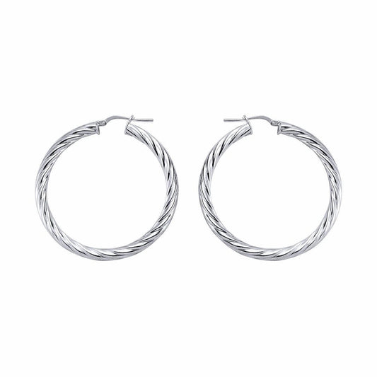 Silver  Twisted Hoop Earrings 43mm - ER13