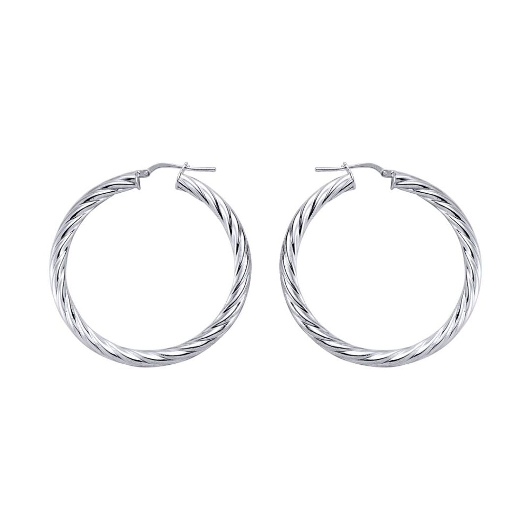 Silver  Twisted Hoop Earrings 43mm - ER13