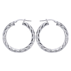Silver  Twisted Hoop Earrings 33mm - ER14