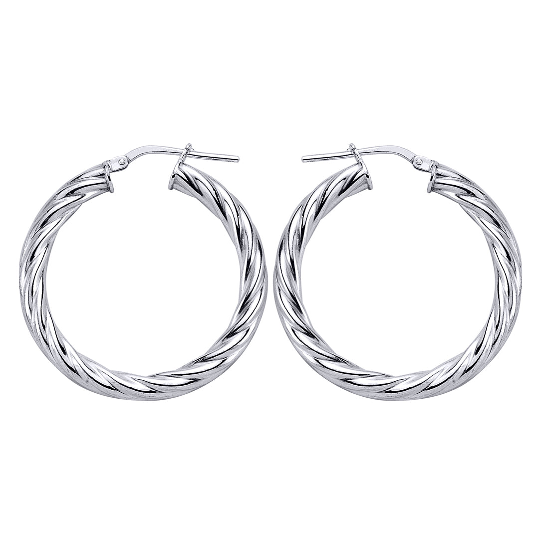 Silver  Twisted Hoop Earrings 33mm - ER14