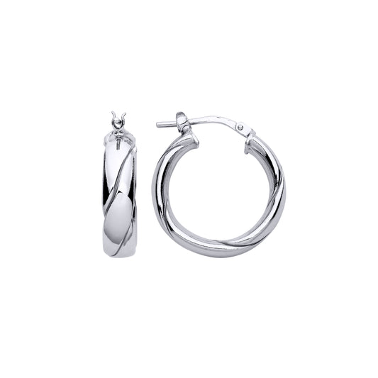 Silver  Plaited Chunky Twist Hoop Earrings 20mm 5mm - ER140