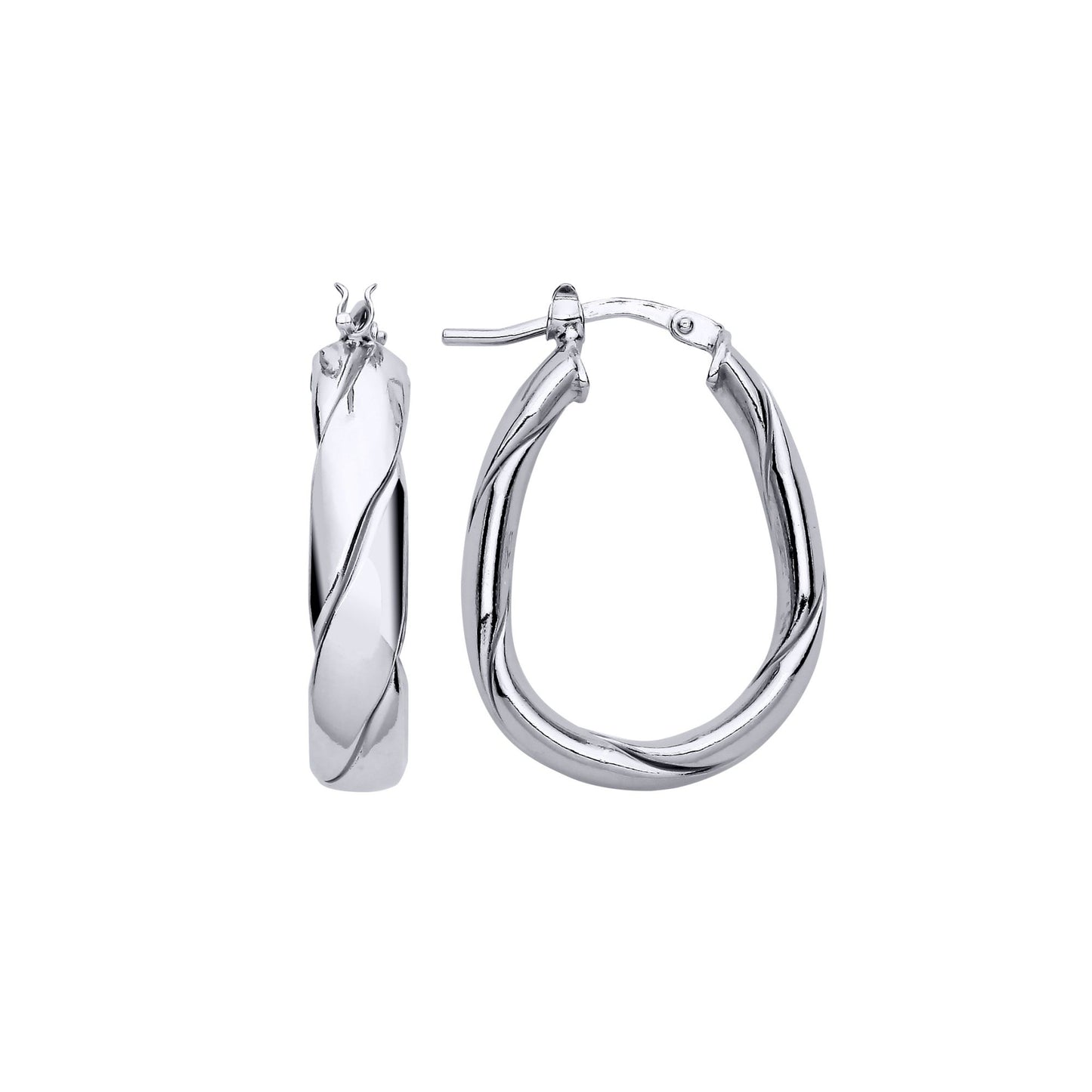 Sterling Silver  Plaited Chunky Twist Pear Hoop Earrings 19mm 5mm - ER143