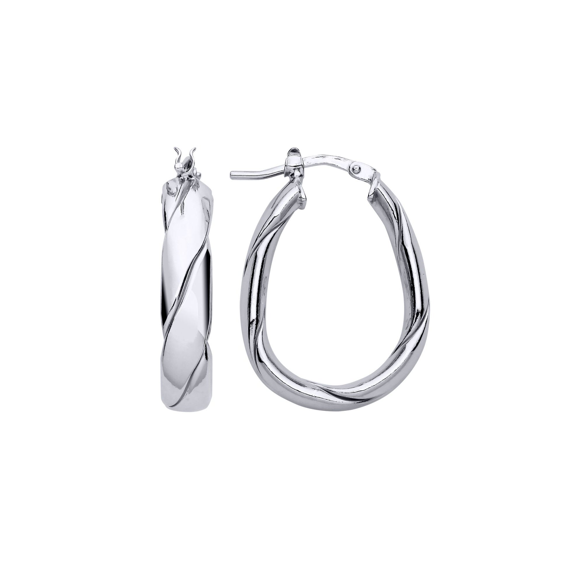 Sterling Silver  Plaited Chunky Twist Pear Hoop Earrings 19mm 5mm - ER143