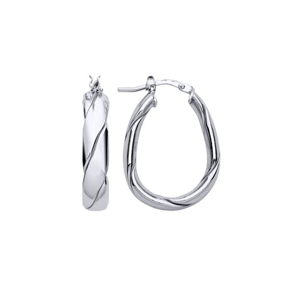 Sterling Silver  Plaited Chunky Twist Pear Hoop Earrings 19mm 5mm - ER143