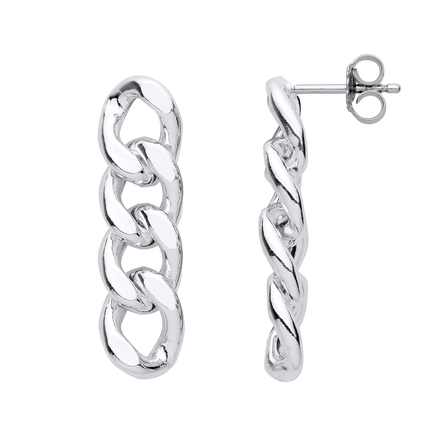 Sterling Silver  Plaited Flat Twist Oval Hoop Earrings 15mm 4mm - ER147