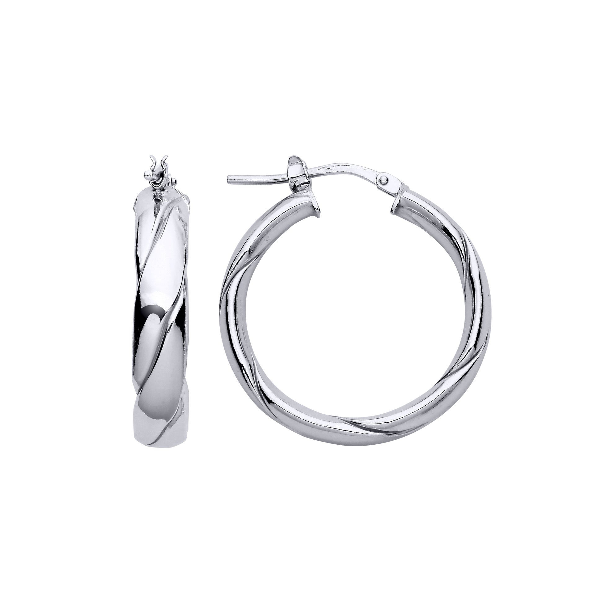 925 Sterling Silver  Plaited Flat Twist Hoop Earrings 25mm 5mm - ER148