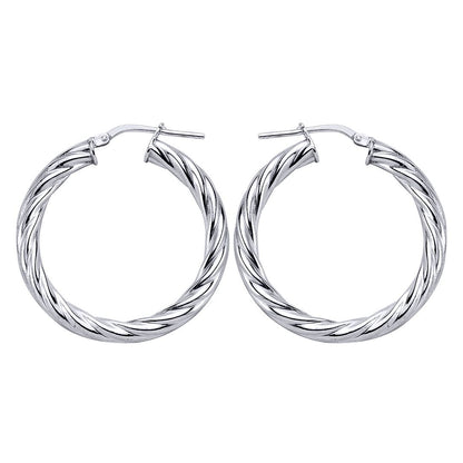 Silver  Twisted Hoop Earrings 33mm - ER14