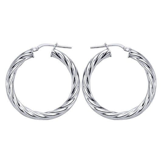 Silver  Twisted Hoop Earrings 33mm - ER14