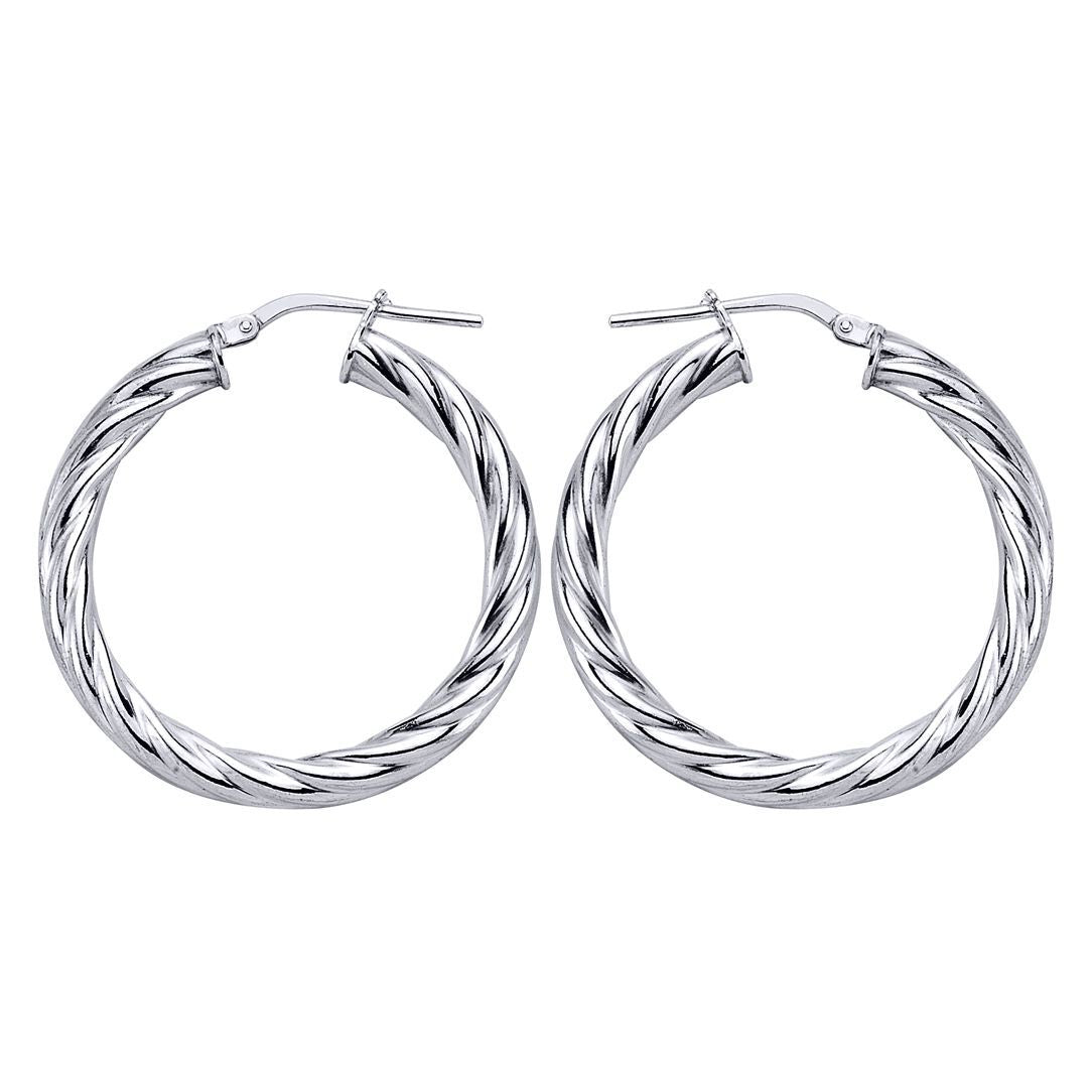 Silver  Twisted Hoop Earrings 33mm - ER14
