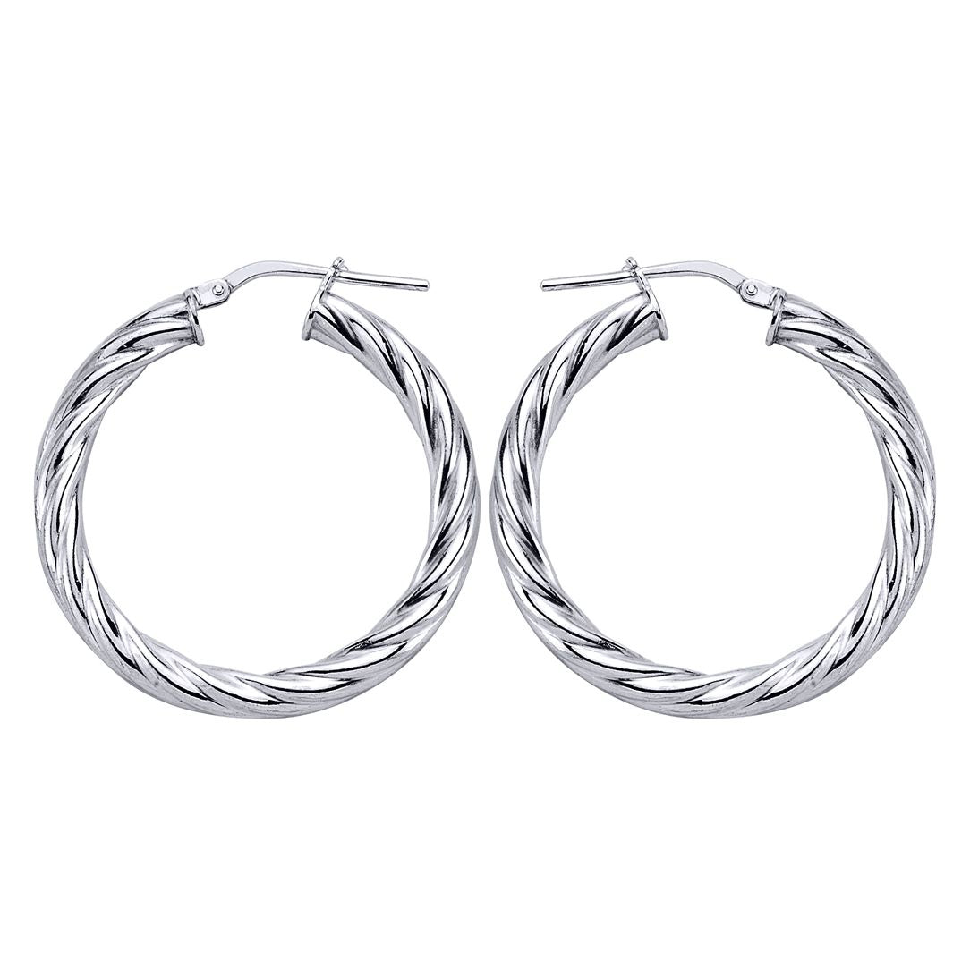 Silver  Twisted Hoop Earrings 33mm - ER14