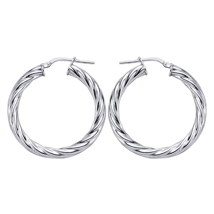 Silver  Twisted Hoop Earrings 33mm - ER14