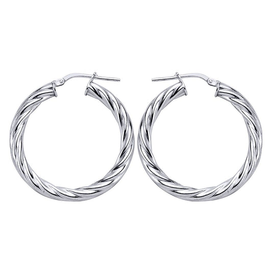 Silver  Twisted Hoop Earrings 33mm - ER14