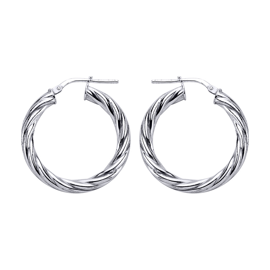 Silver  Twisted Hoop Earrings 28mm - ER15