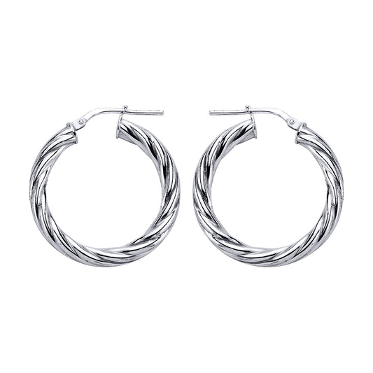 Silver  Twisted Hoop Earrings 28mm - ER15