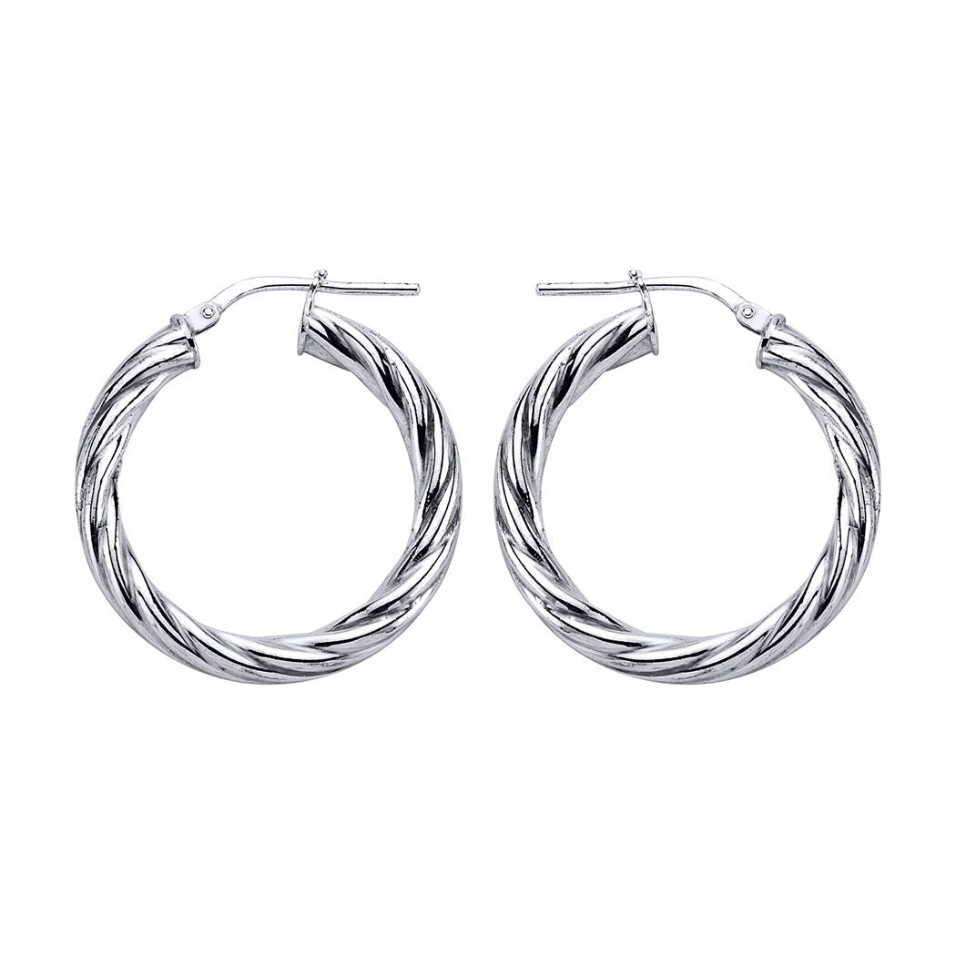 Silver  Twisted Hoop Earrings 28mm - ER15