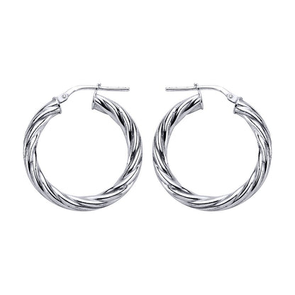 Silver  Twisted Hoop Earrings 28mm - ER15