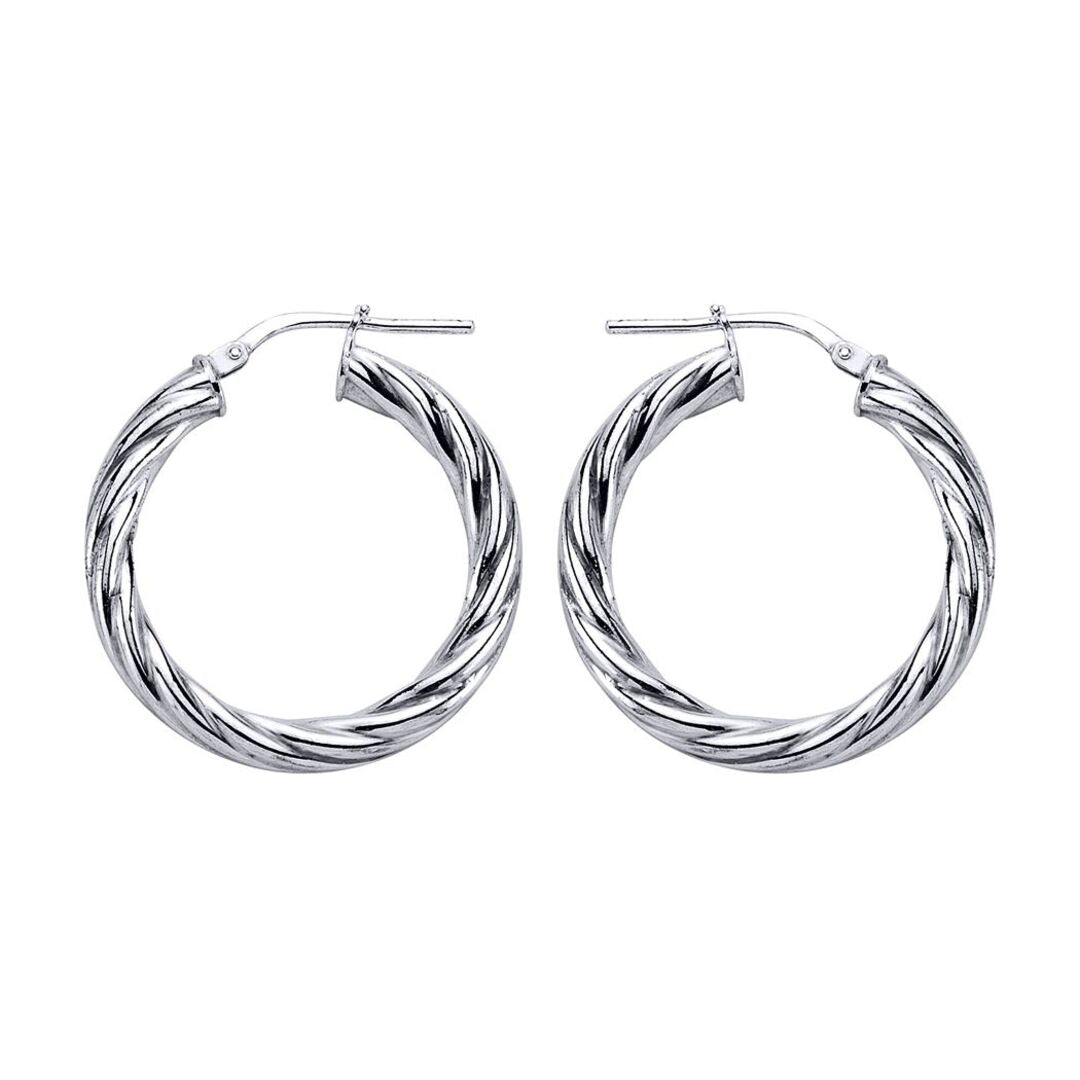 Silver  Twisted Hoop Earrings 28mm - ER15