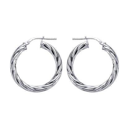 Silver  Twisted Hoop Earrings 28mm - ER15