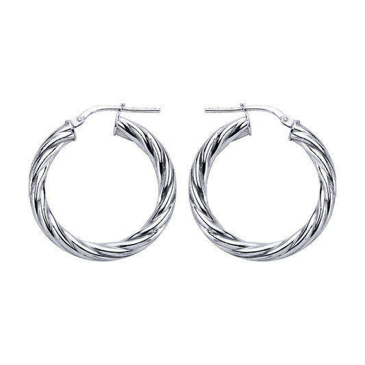 Silver  Twisted Hoop Earrings 28mm - ER15