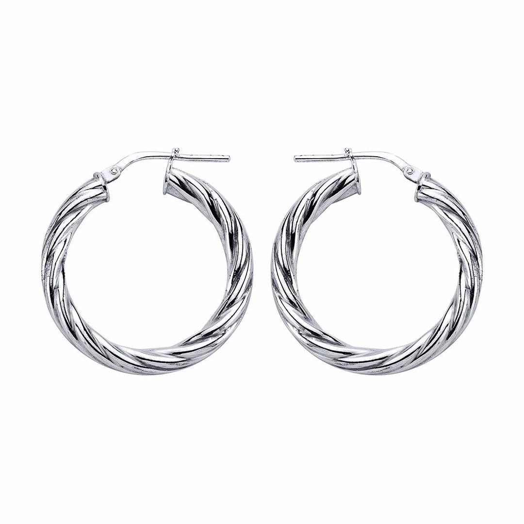 Silver  Twisted Hoop Earrings 28mm - ER15