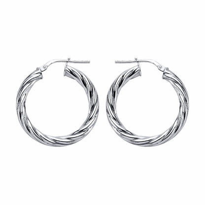Silver  Twisted Hoop Earrings 28mm - ER15