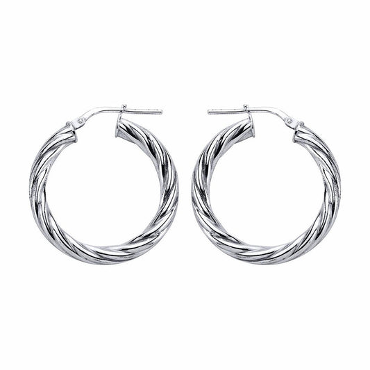 Silver  Twisted Hoop Earrings 28mm - ER15