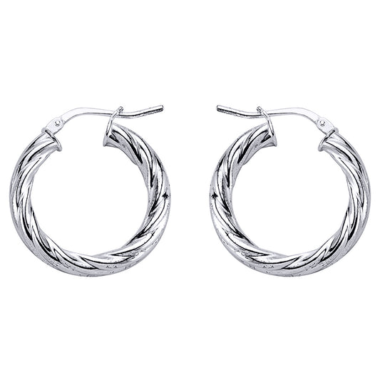 Silver  Twisted Hoop Earrings 4mm 23mm - ER16