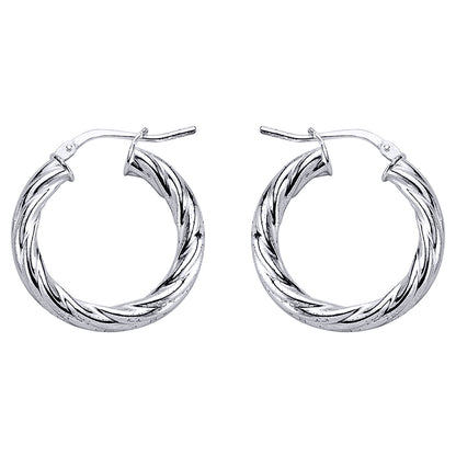 Silver  Twisted Hoop Earrings 4mm 23mm - ER16