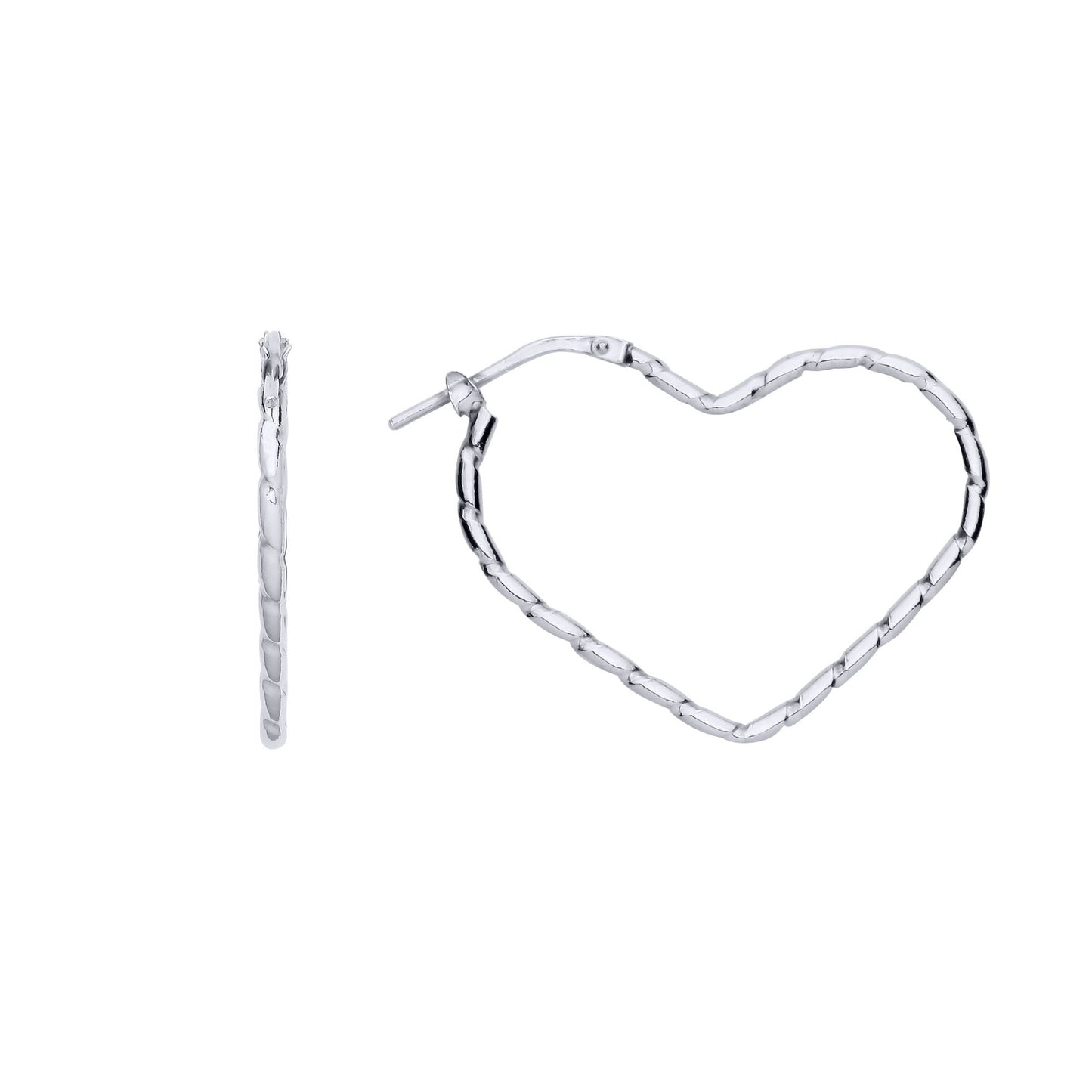 Silver  Twisted Ribbon Love Heart Hoop Earrings 27 x 34mm 1.7mm - ER169