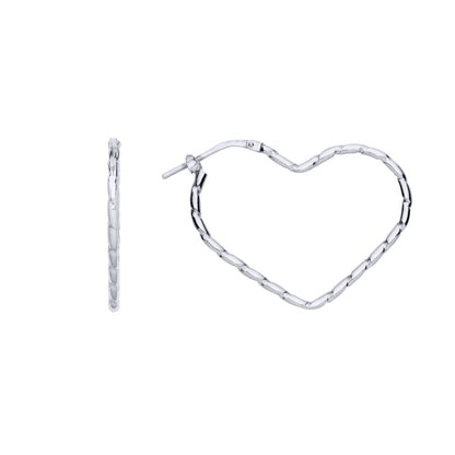 Silver  Twisted Ribbon Love Heart Hoop Earrings 27 x 34mm 1.7mm - ER169