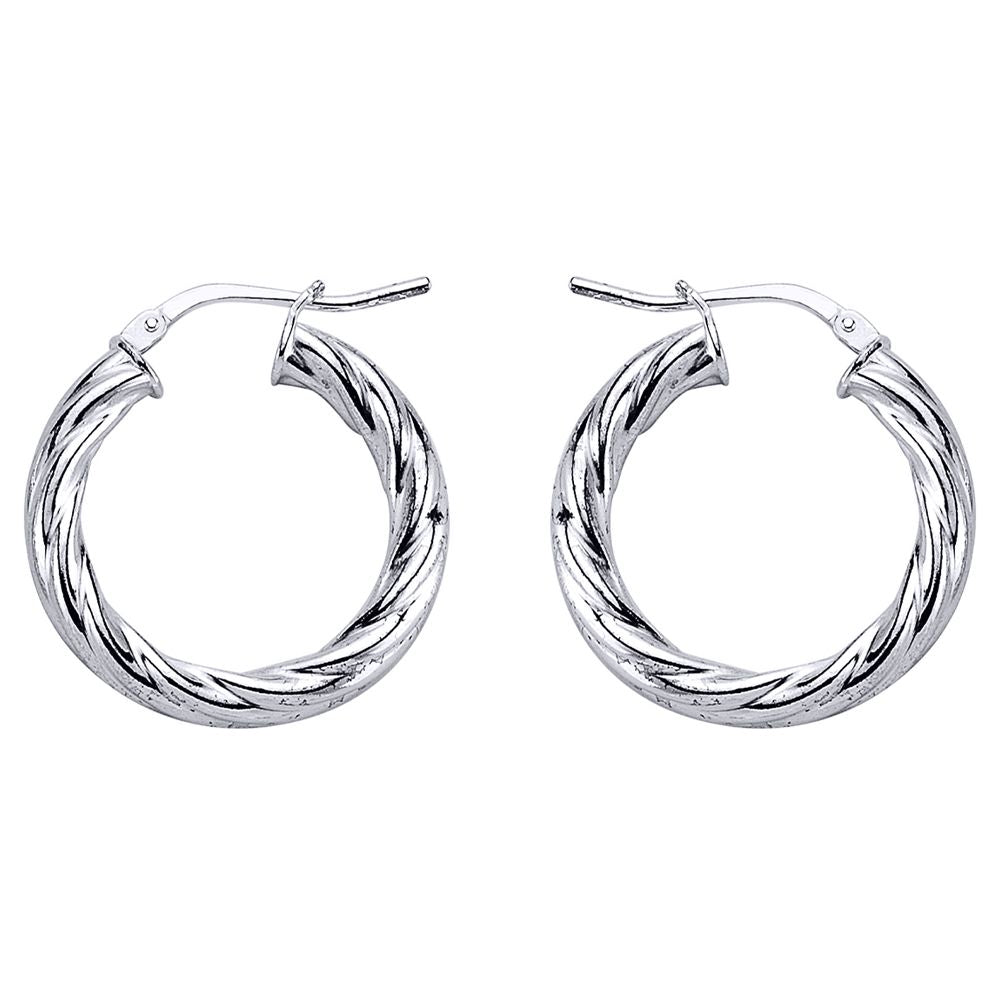 Silver  Twisted Hoop Earrings 4mm 23mm - ER16