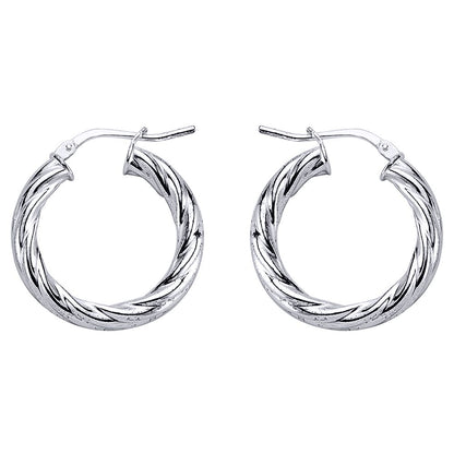Silver  Twisted Hoop Earrings 4mm 23mm - ER16