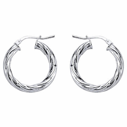 Silver  Twisted Hoop Earrings 4mm 23mm - ER16